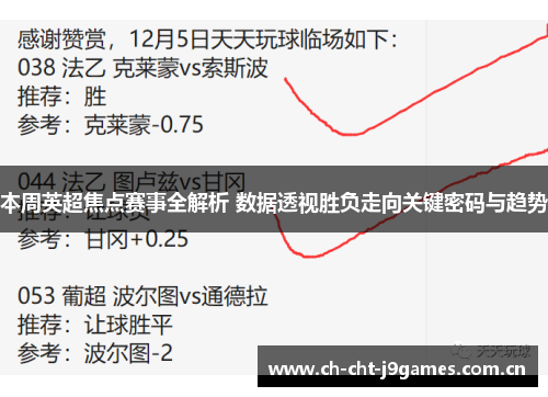 本周英超焦点赛事全解析 数据透视胜负走向关键密码与趋势 本周英超焦点赛事全解析 数据透视胜负走向关键密码与趋势
